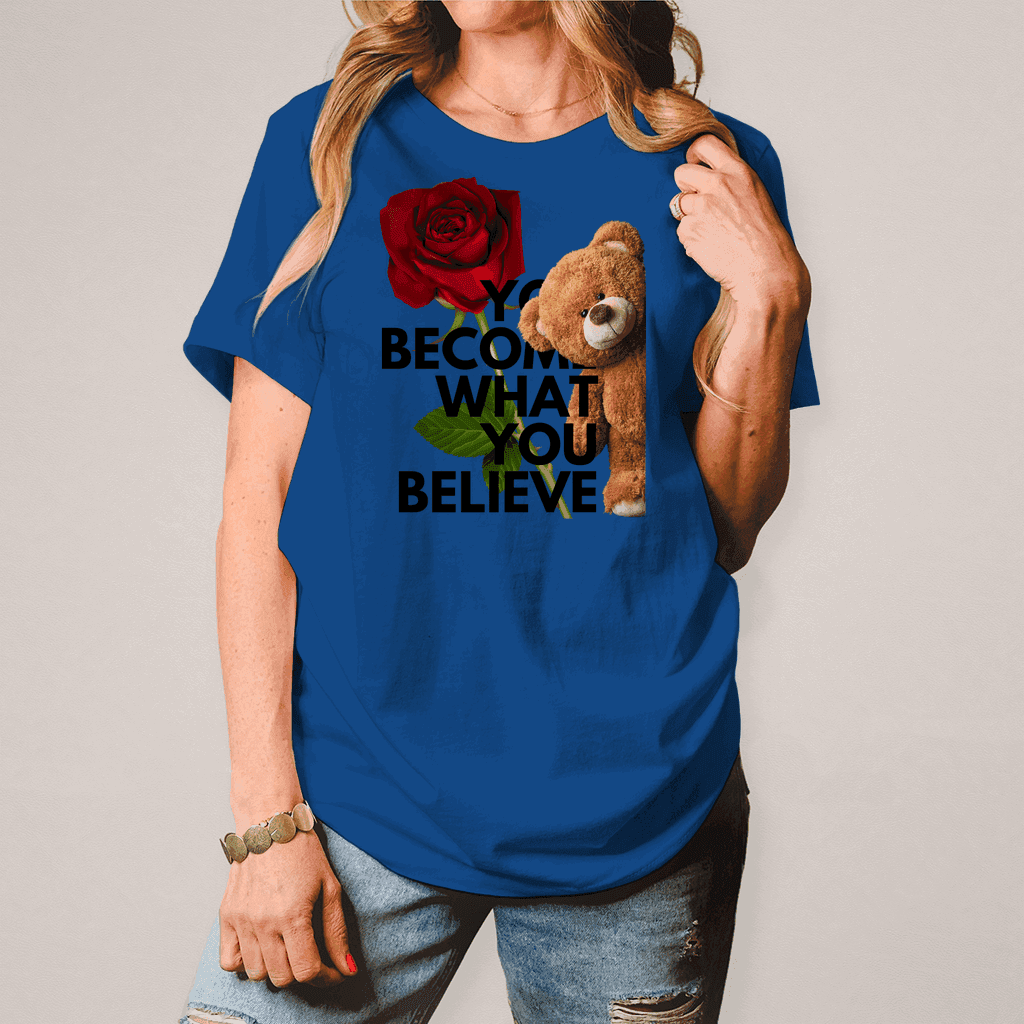 Damen T-Shirt Spruch mit Teddy und Rose - MIRUBA