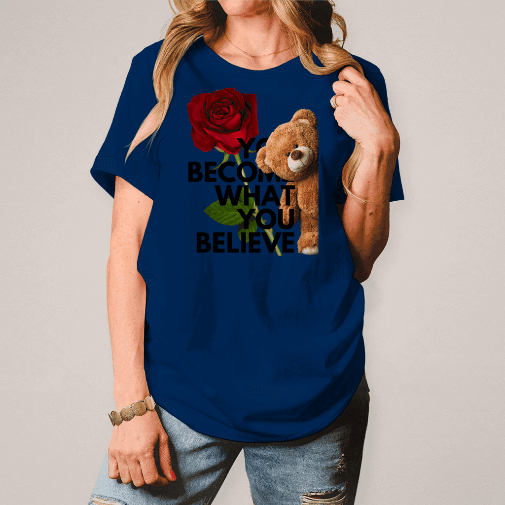 Damen T-Shirt Spruch mit Teddy und Rose - MIRUBA