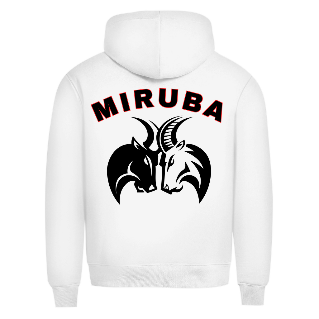 Herren Premium Bio Hoodie in Schneeweiß mit MIRUBA Logo auf dem Rücken