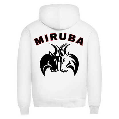 Herren Premium Bio Hoodie in Schneeweiß mit MIRUBA Logo auf dem Rücken