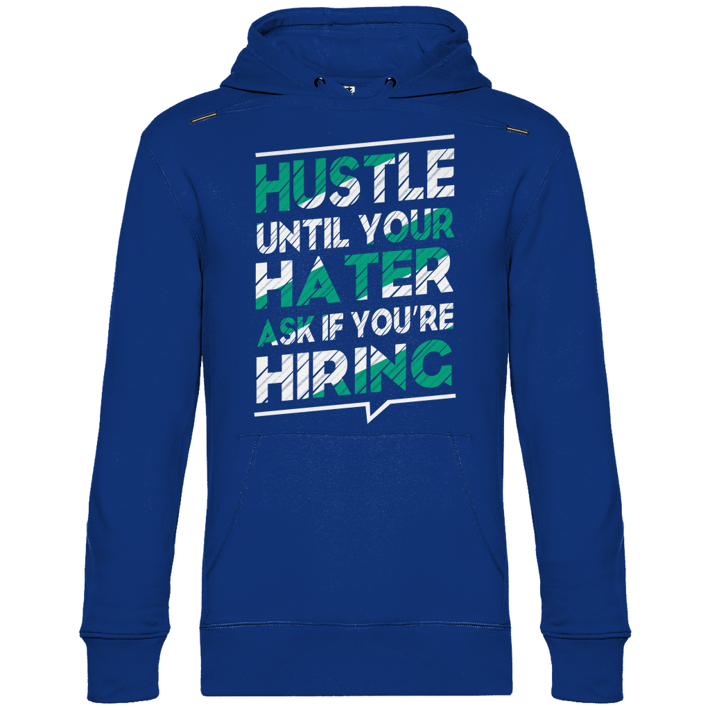 Herren Promo Hoodie in Royalblau mit Hustle Design auf der Brust