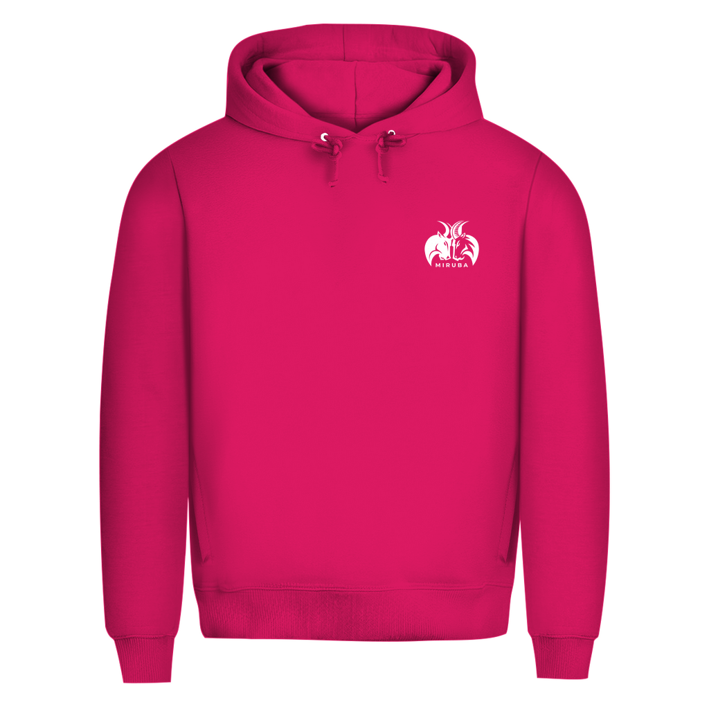 Herren Premium Bio Hoodie in Pink mit MIRUBA Logo auf der Brust 