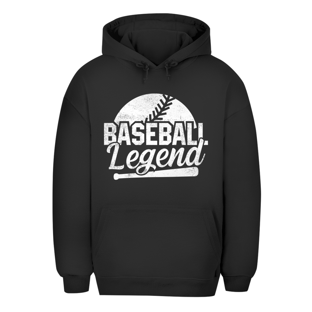 Unisex Oversize Hoodie in Schwarz mit Baseball Legend Design auf der Brust