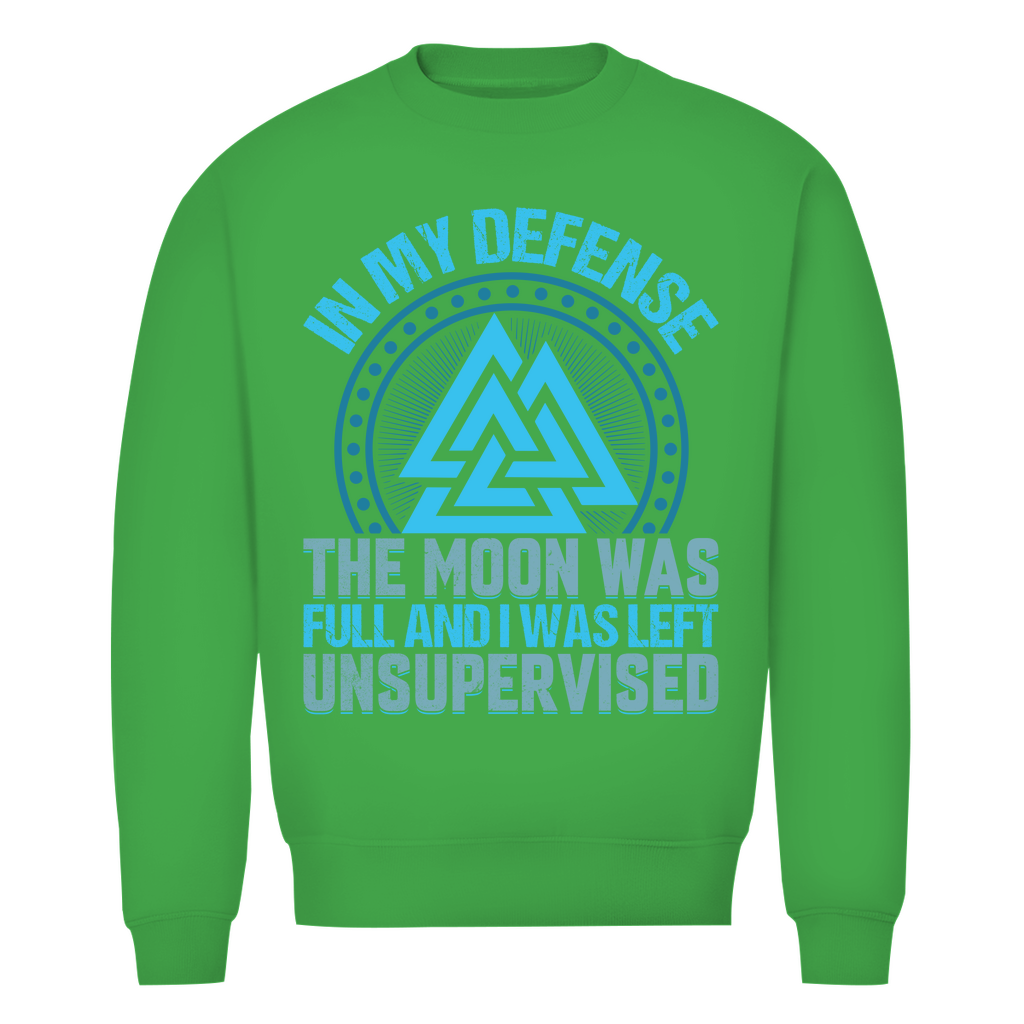 Herren Premium Bio Sweatshirt in Apfelgrün mit In my Defense Design auf der Brust