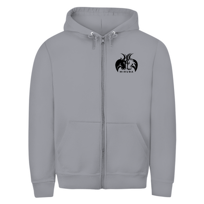 Herren Zipper Hoodie in Hellgrau mit kleinem MIRUBA Logo auf der Brust