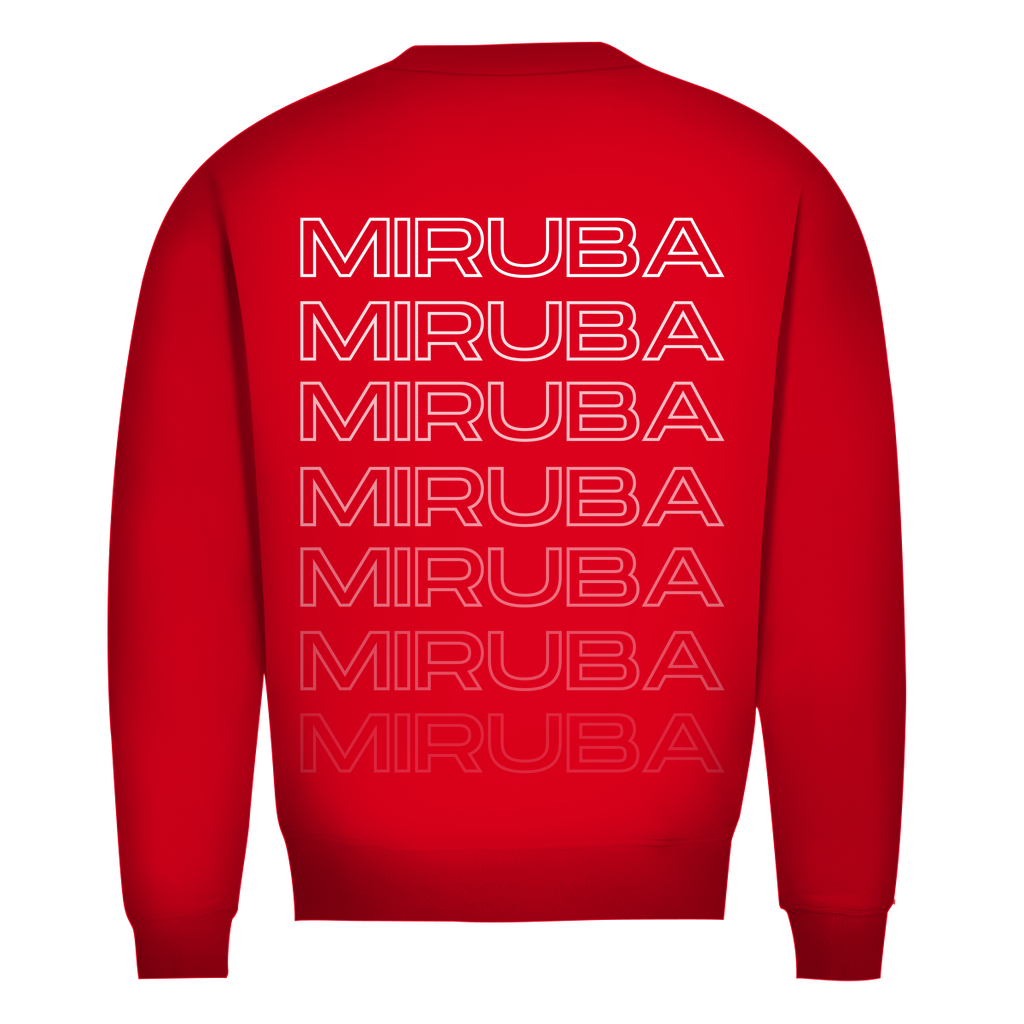 Herren Premium Bio Sweatshirt in Rot mit MIRUBA Schriftzug auf dem Rücken