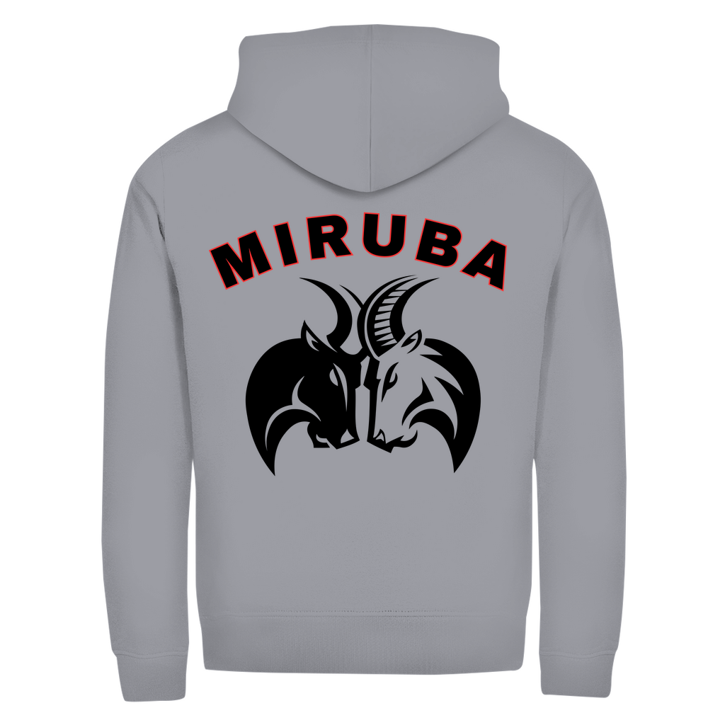 Herren Zipper Hoodie in Hellgrau mit großem MIRUBA Logo auf dem Rücken