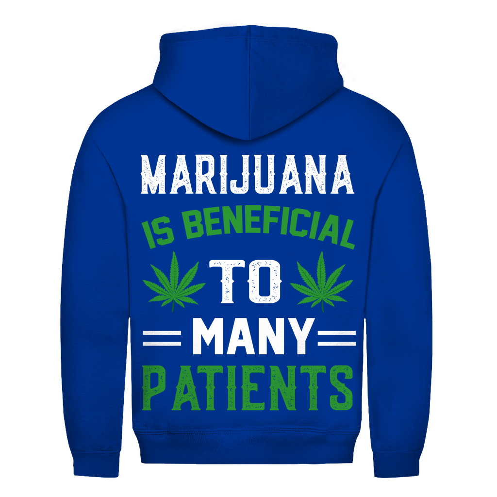 Herren Hoodie mit Marijuana Design auf dem Rücken in Royalblau