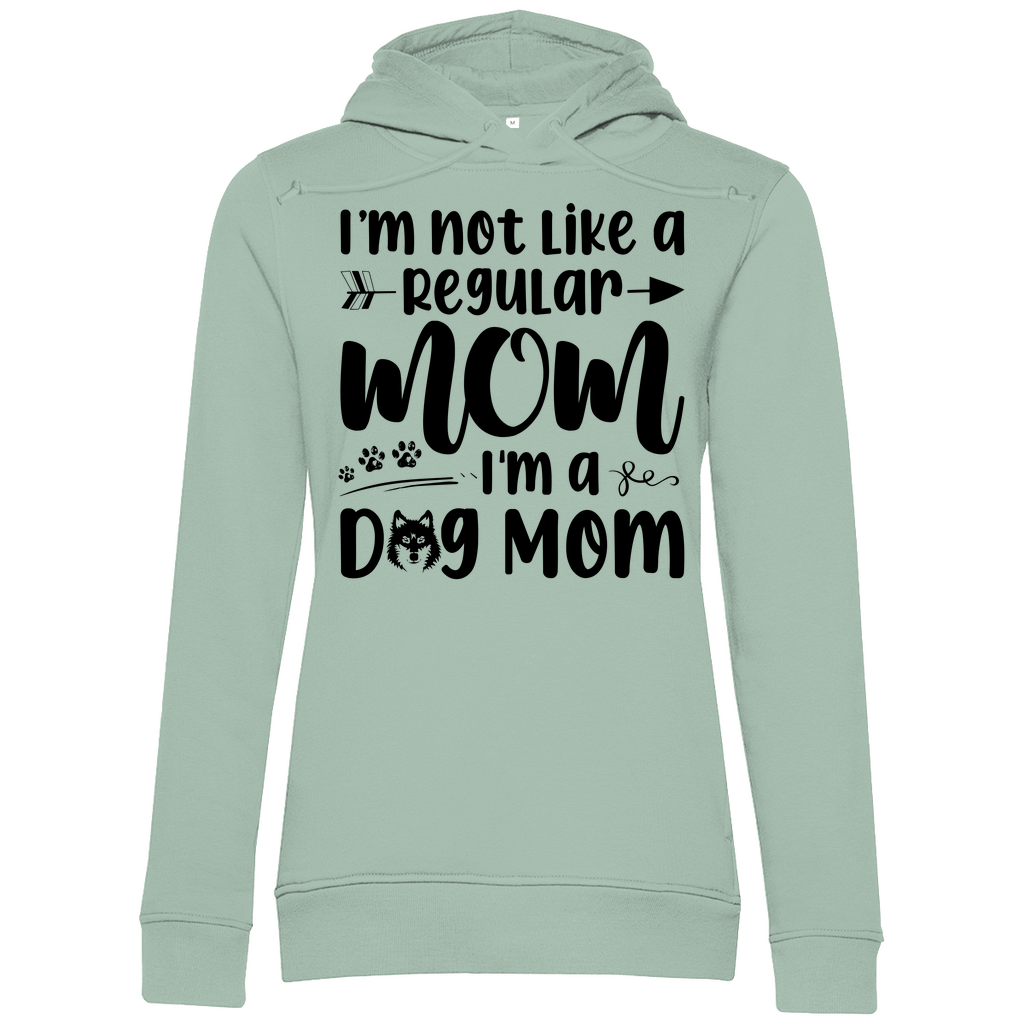 Damen Premium Bio Hoodie mit Schriftzug I'm not like a Regular MOM I'M a DOG MOM in Salbei