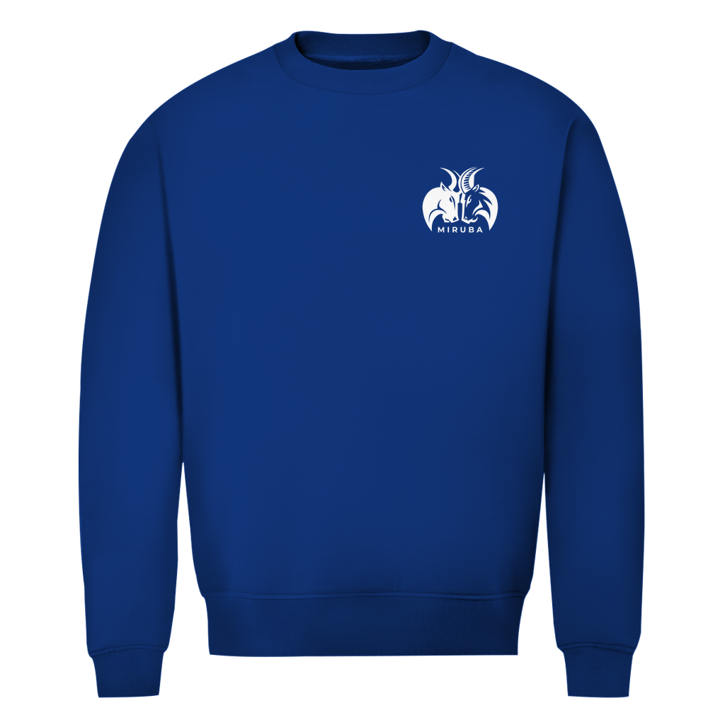 Herren Premium Bio Sweatshirt in Royalblau mit kleinen MIRUBA Logo auf der Brust