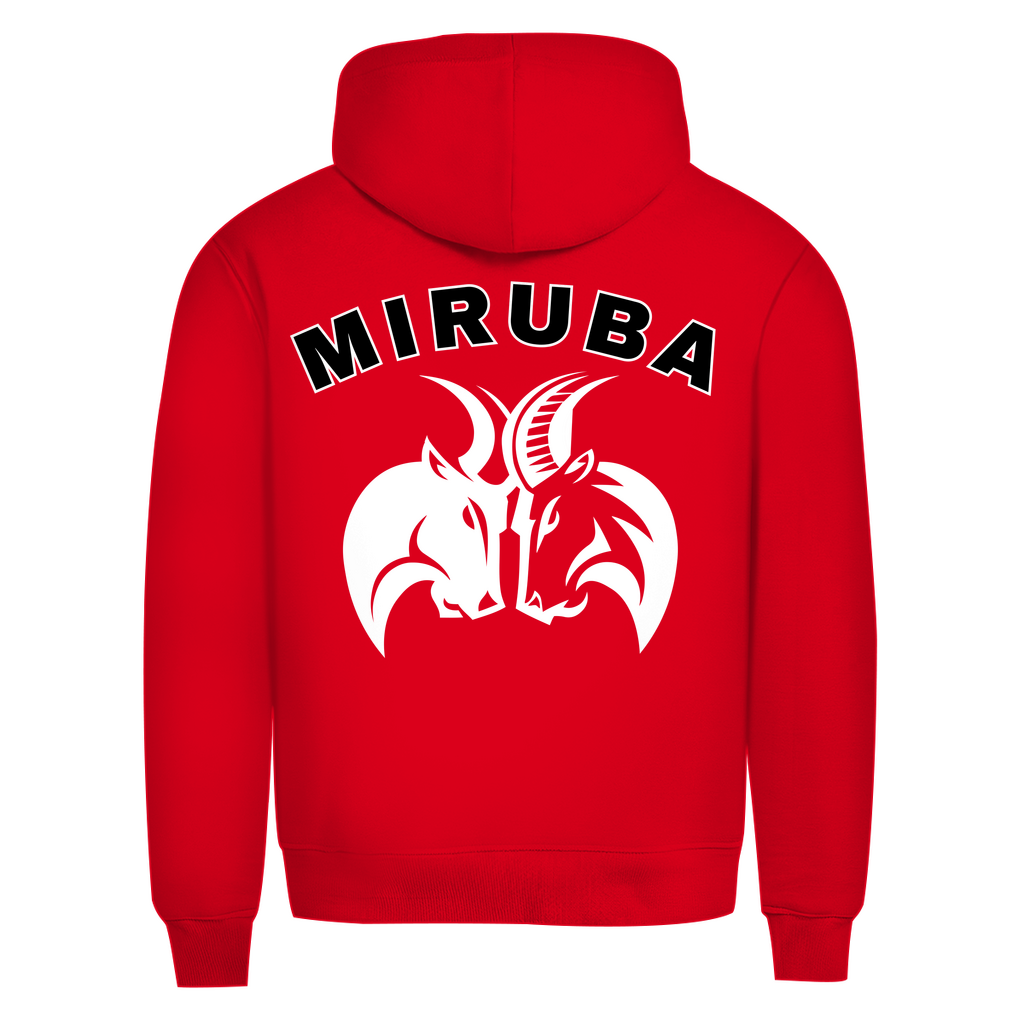 Herren Premium Bio Hoodie in Rot mit MIRUBA Logo auf dem Rücken