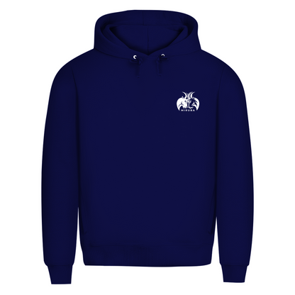 Herren Premium Bio Hoodie in Marineblau mit MIRUBA Logo auf der Brust 