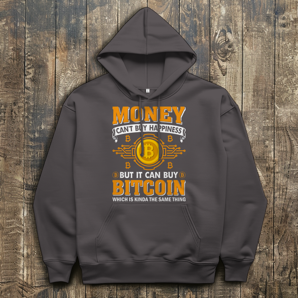 Herren Hoodie mit Money Bitcoin Design auf der Brust in Dunkelgrau