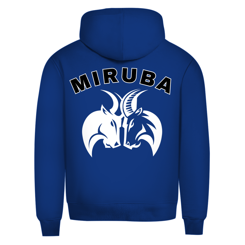 Herren Premium Bio Hoodie in Royalblau mit MIRUBA Logo auf dem Rücken