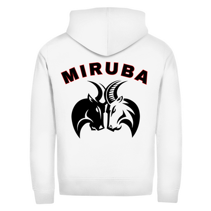 Herren Zipper Hoodie in Weiß mit großem MIRUBA Logo auf dem Rücken