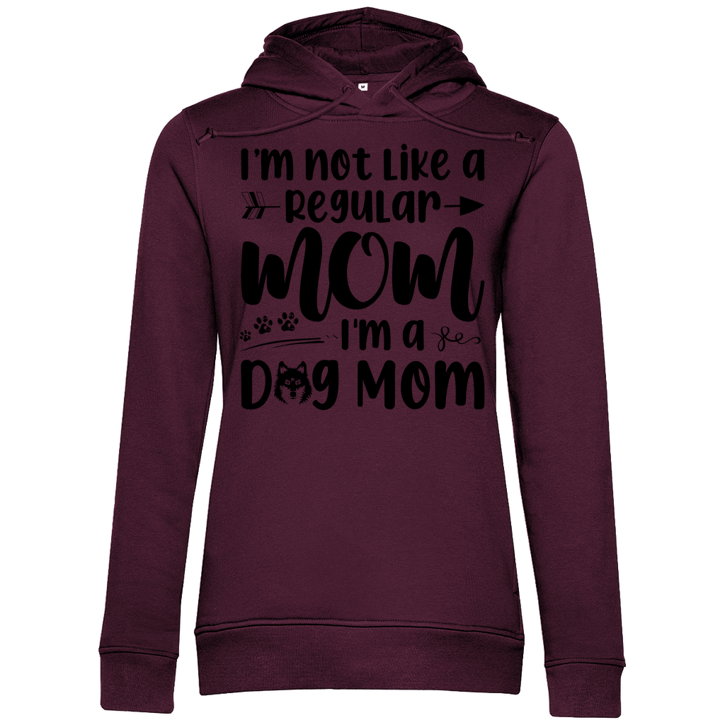 Damen Premium Bio Hoodie mit Schriftzug I'm not like a Regular MOM I'M a DOG MOM in Weinrot