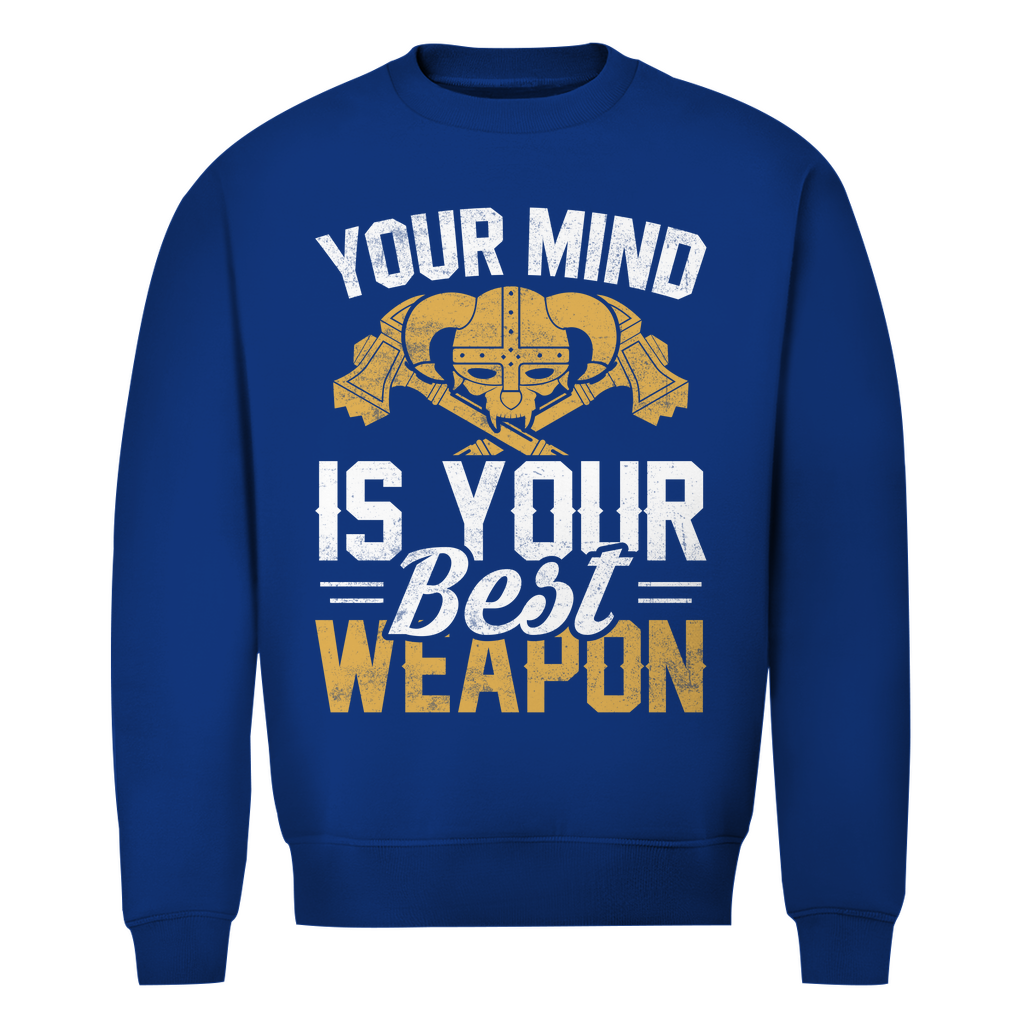 Herren Premium Bio Sweatshirt in Royalblau mit Your Mind Design auf der Brust