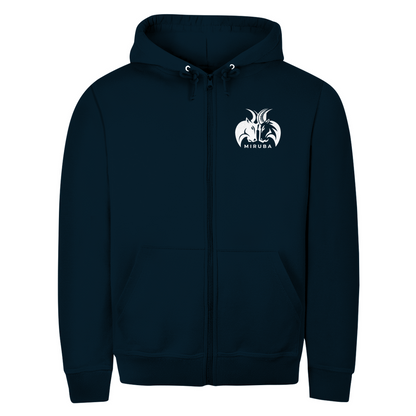 Herren Zipper Hoodie in Marineblau mit kleinem MIRUBA Logo auf der Brust