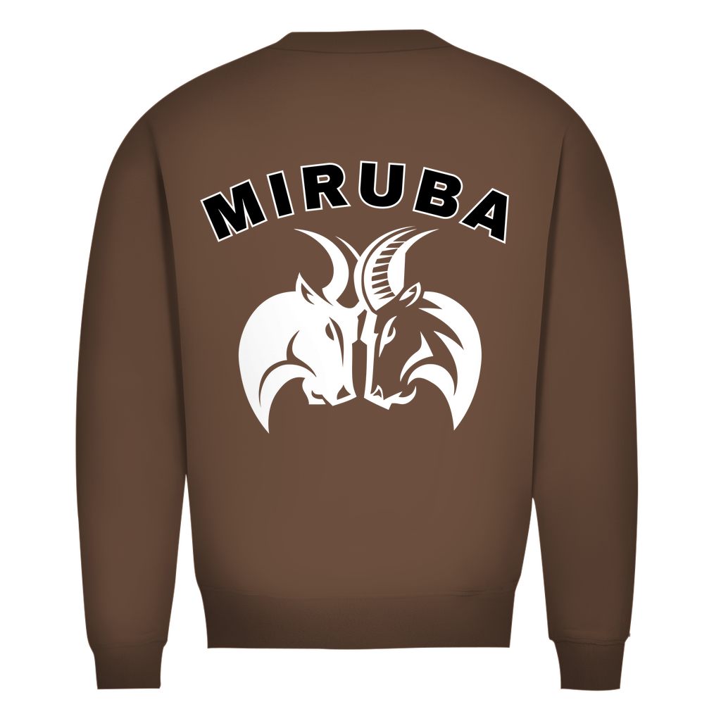 Herren Premium Bio Sweatshirt in Mokka mit großem MIRUBA Logo auf dem Rücken