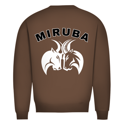 Herren Premium Bio Sweatshirt in Mokka mit großem MIRUBA Logo auf dem Rücken