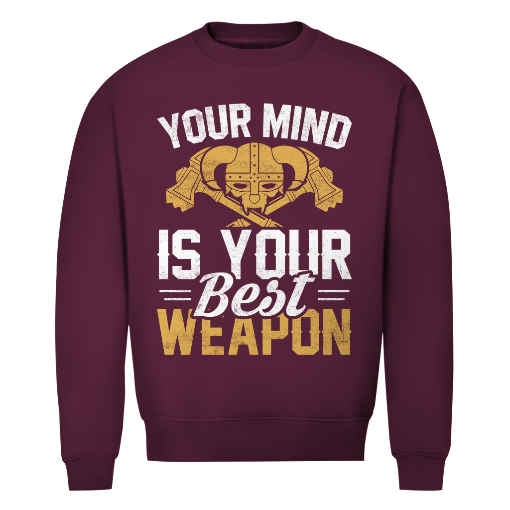 Herren Premium Bio Sweatshirt in Weinrot mit Your Mind Design auf der Brust