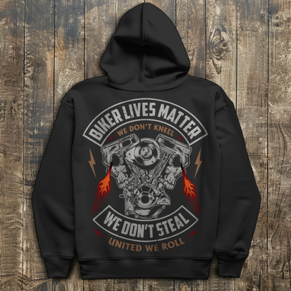 Herren Hoodie mit Biker Lives Matter Design auf dem Rücken in Schwarz