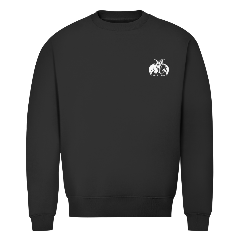 Herren Premium Bio Sweatshirt in Tiefschwarz mit kleinem MIRUBA Logo auf der Brust