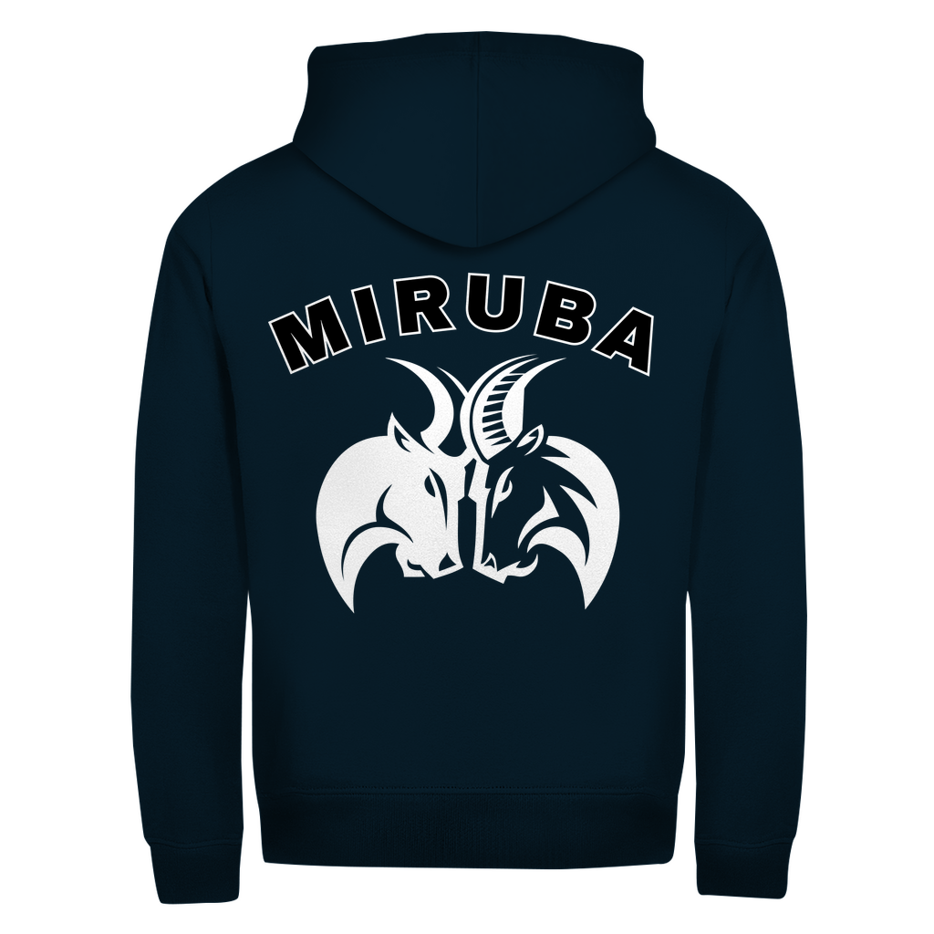 Herren Zipper Hoodie in Marineblau mit großem MIRUBA Logo auf dem Rücken