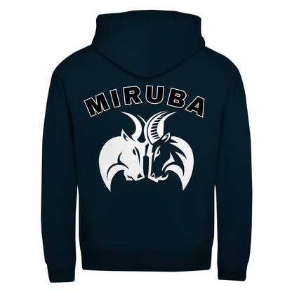 Herren Zipper Hoodie in Marineblau mit großem MIRUBA Logo auf dem Rücken