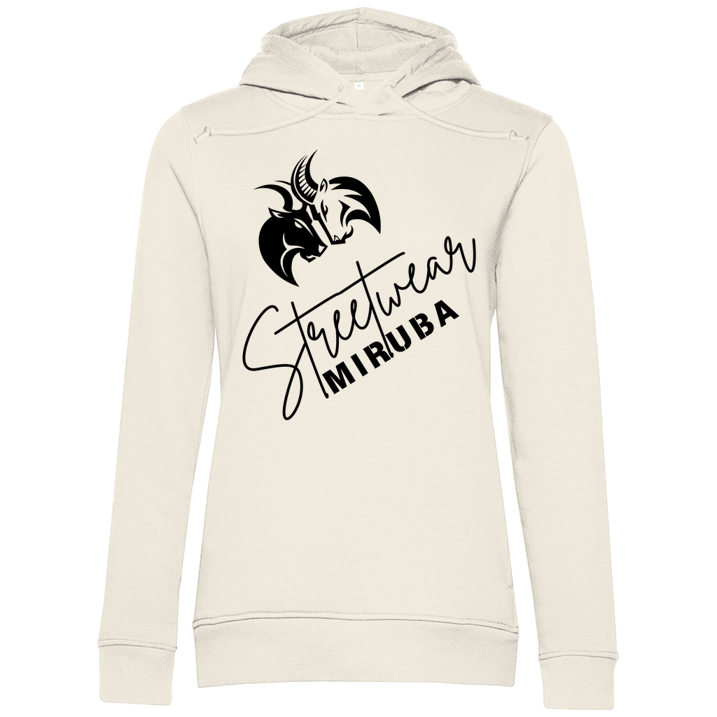 Damen Premium Bio Hoodie mit Streetwear Design und MIRUBA Logo in Weiß