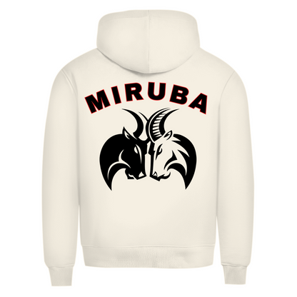 Herren Premium Bio Hoodie in Weiß mit MIRUBA Logo auf dem Rücken