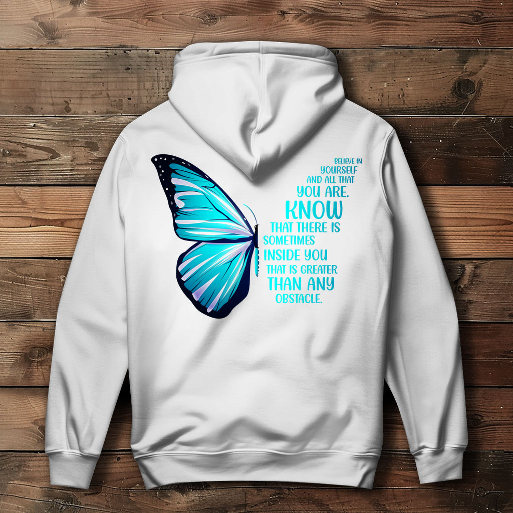 Damen Hoodie mit Believe in Yourself Motiv in Weiß