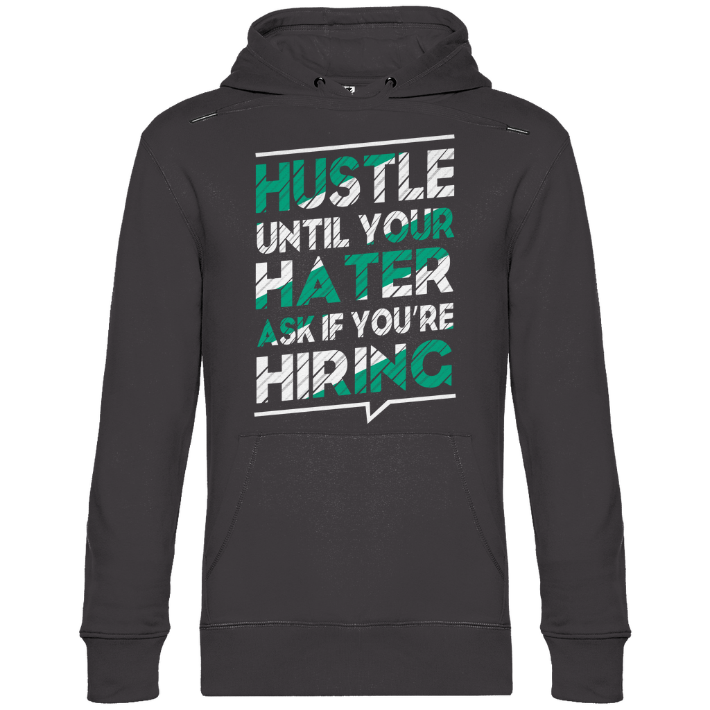 Herren Promo Hoodie in Asphalt mit Hustle Design auf der Brust