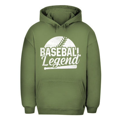 Unisex Oversize Hoodie in Olivegrün mit Baseball Legend Design auf der Brust