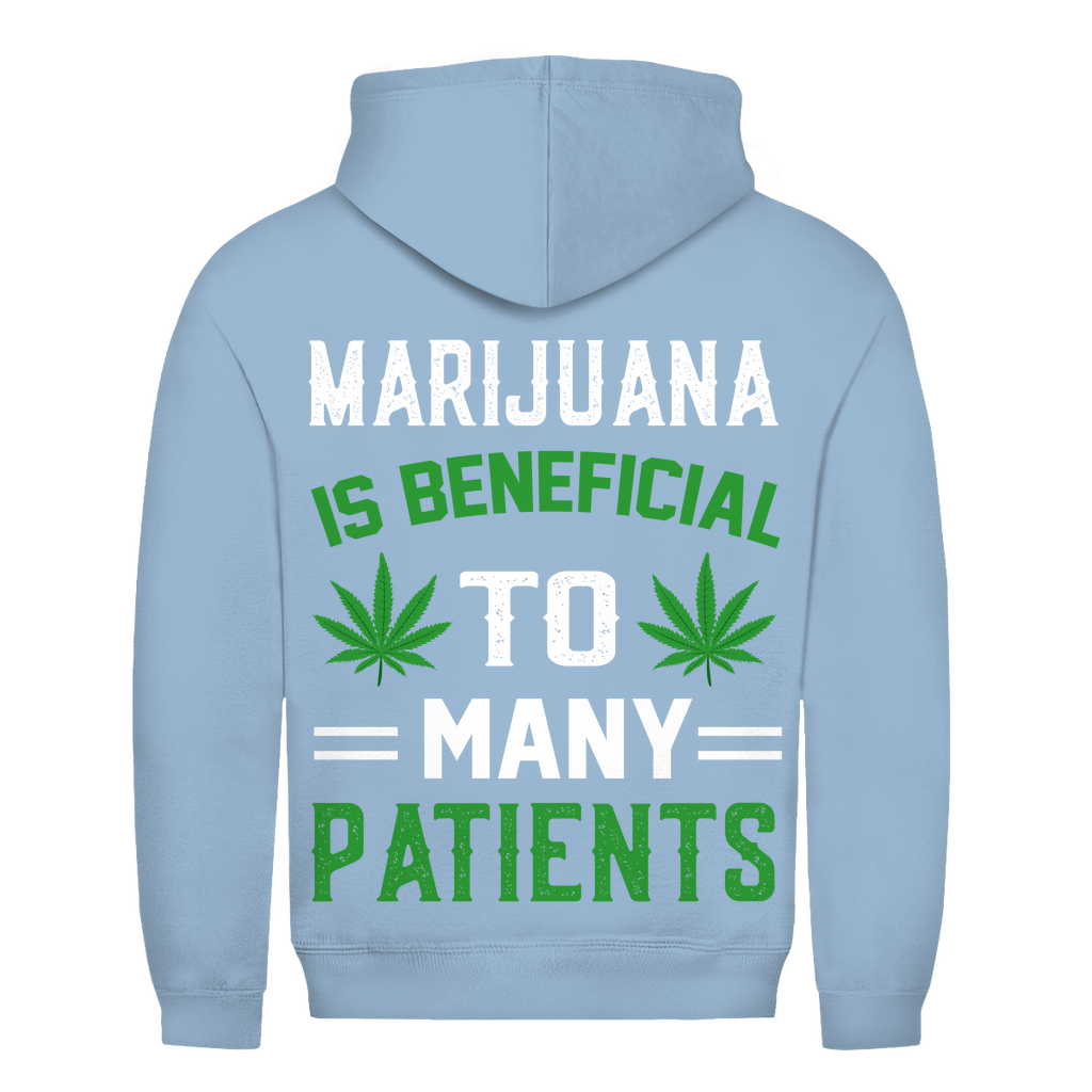 Herren Hoodie mit Marijuana Design auf dem Rücken in Himmelblau