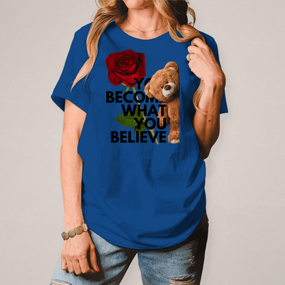 Damen T-Shirt Spruch mit Teddy und Rose - MIRUBA 
