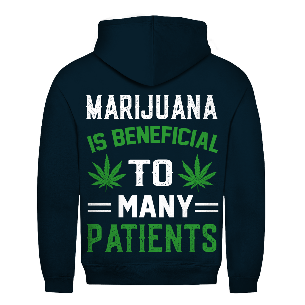 Herren Hoodie mit Marijuana Design auf dem Rücken in Marineblau