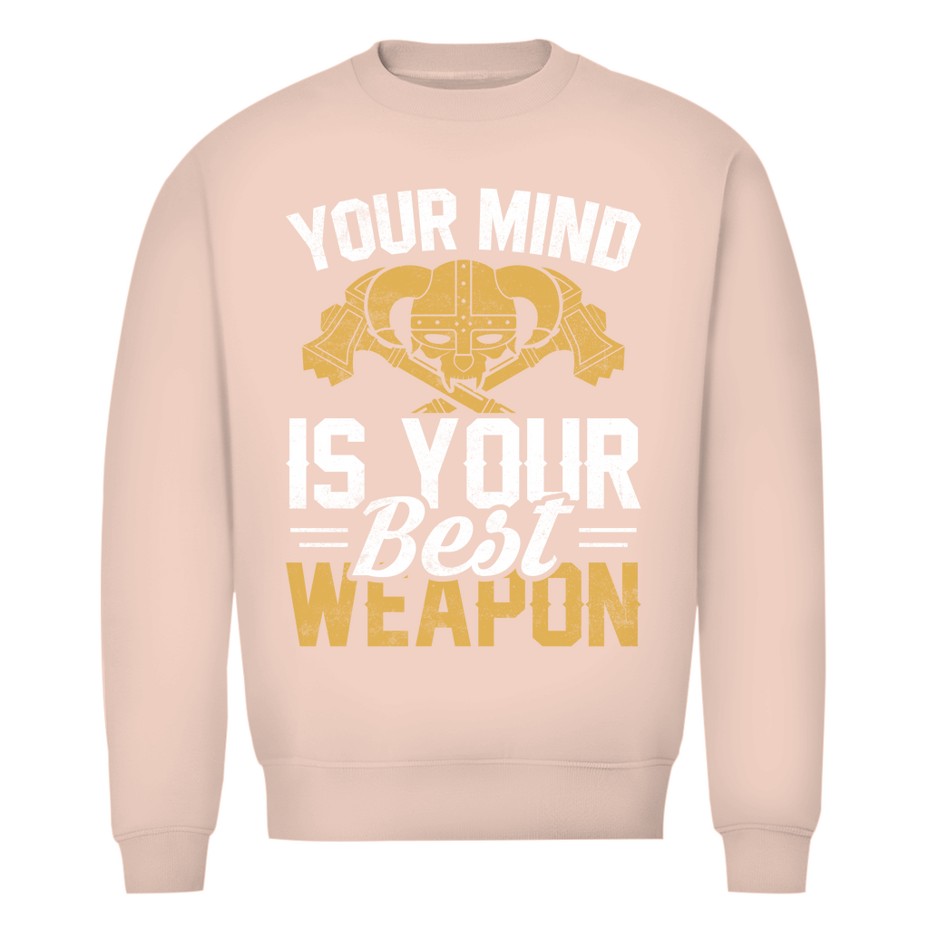 Herren Premium Bio Sweatshirt in Rosa mit Your Mind Design auf der Brust