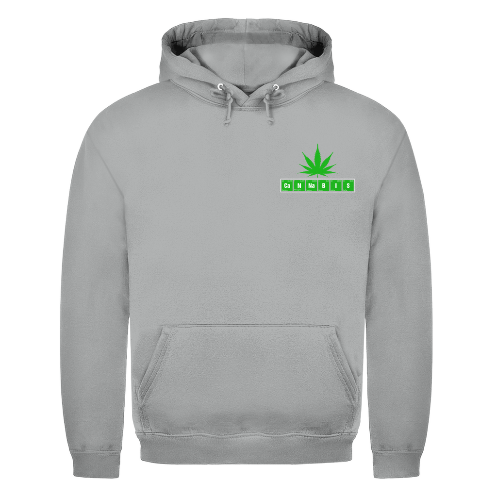 Herren Hoodie mit Cannabis Design auf der Brust in Hellgrau