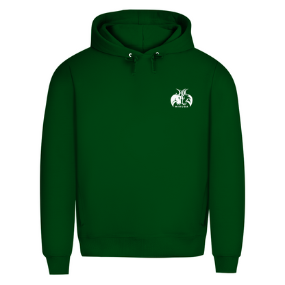 Herren Premium Bio Hoodie in Dunkelgrün mit MIRUBA Logo auf der Brust 