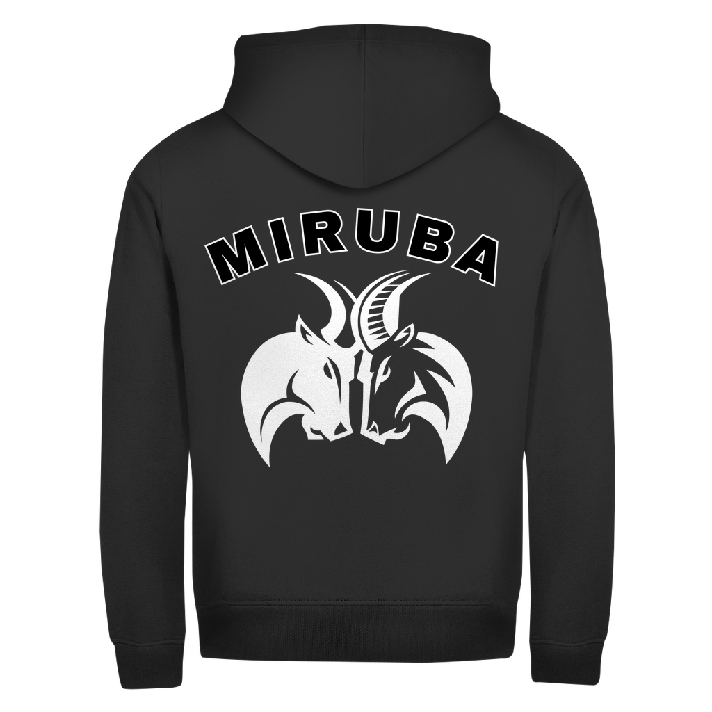 Herren Zipper Hoodie in Schwarz mit großem MIRUBA Logo auf dem Rücken