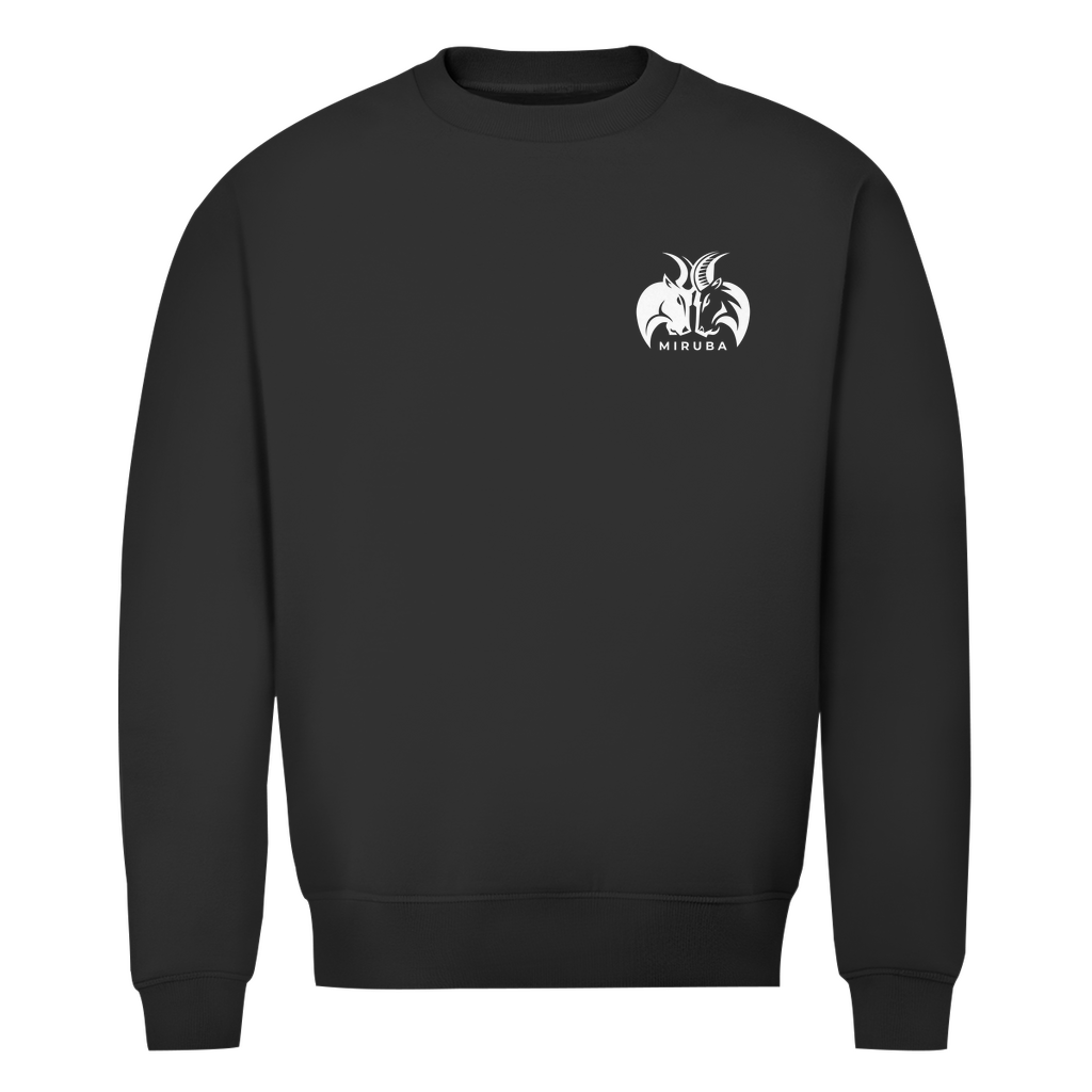 Herren Premium Bio Sweatshirt in Tiefschwarz mit kleinen MIRUBA Logo auf der Brust