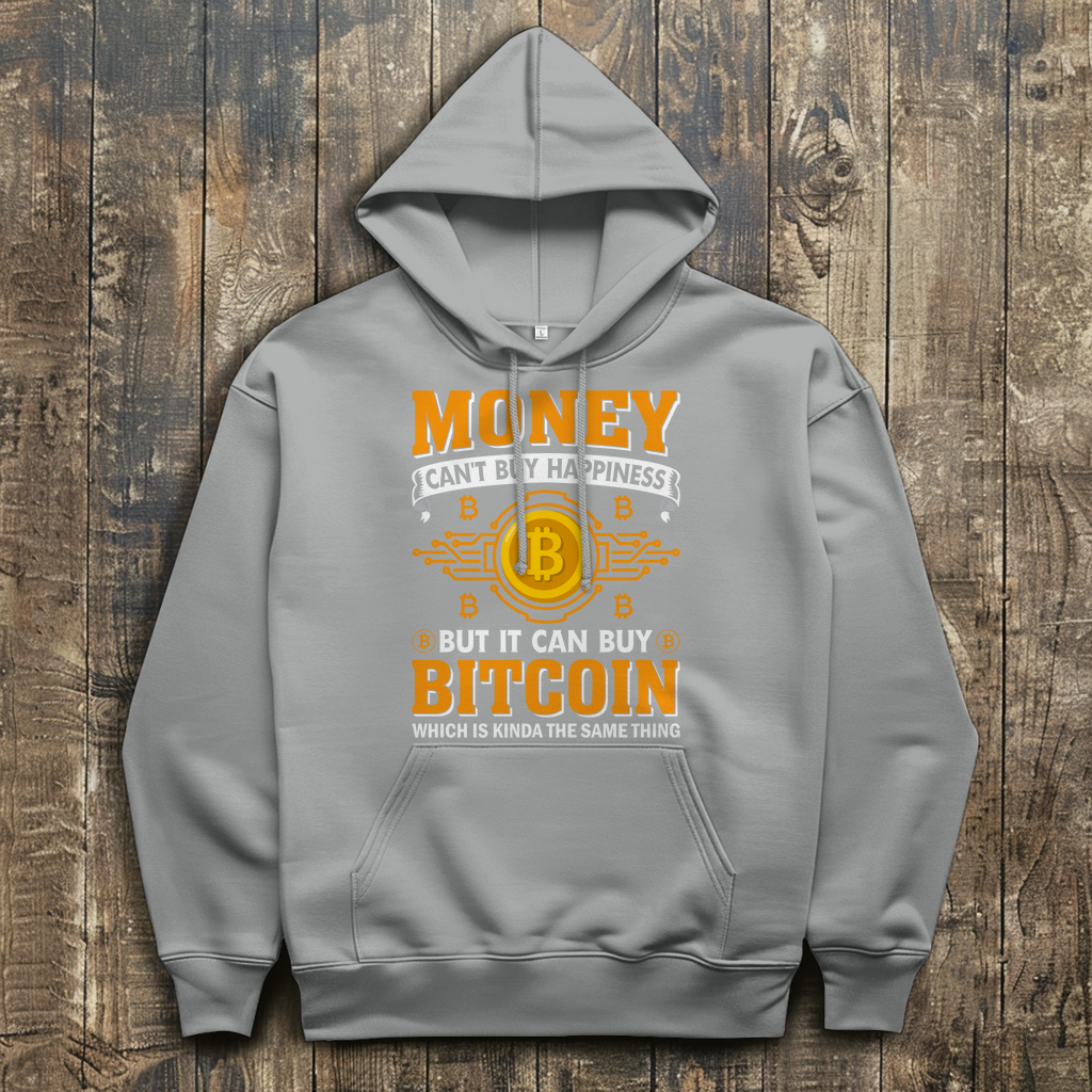 Herren Hoodie mit Money Bitcoin Design auf der Brust in Hellgrau