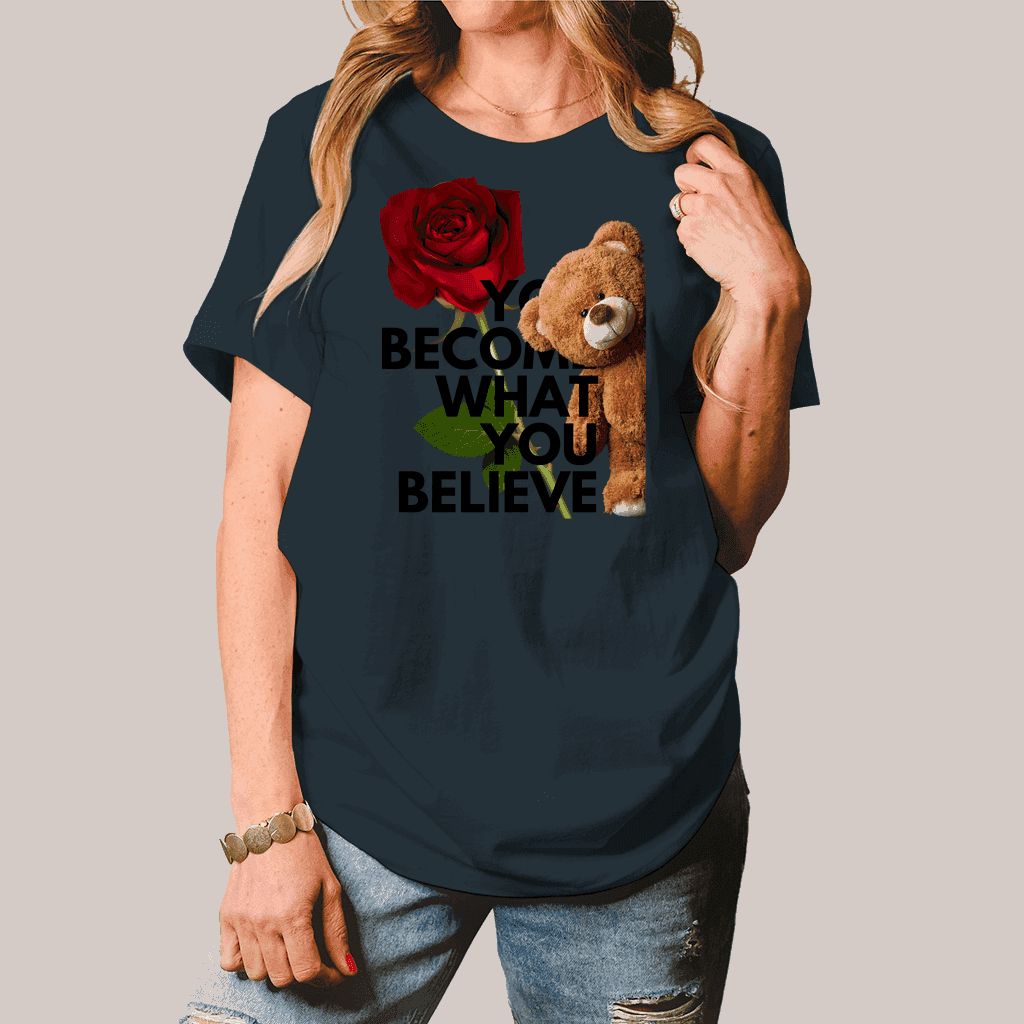 Damen T-Shirt Spruch mit Teddy und Rose - MIRUBA 