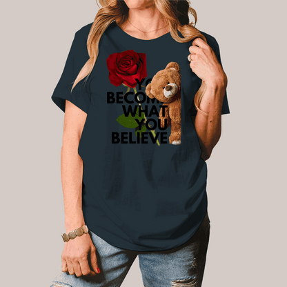 Damen T-Shirt Spruch mit Teddy und Rose - MIRUBA 