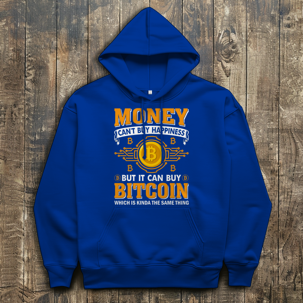 Herren Hoodie mit Money Bitcoin Design auf der Brust in Royalblau