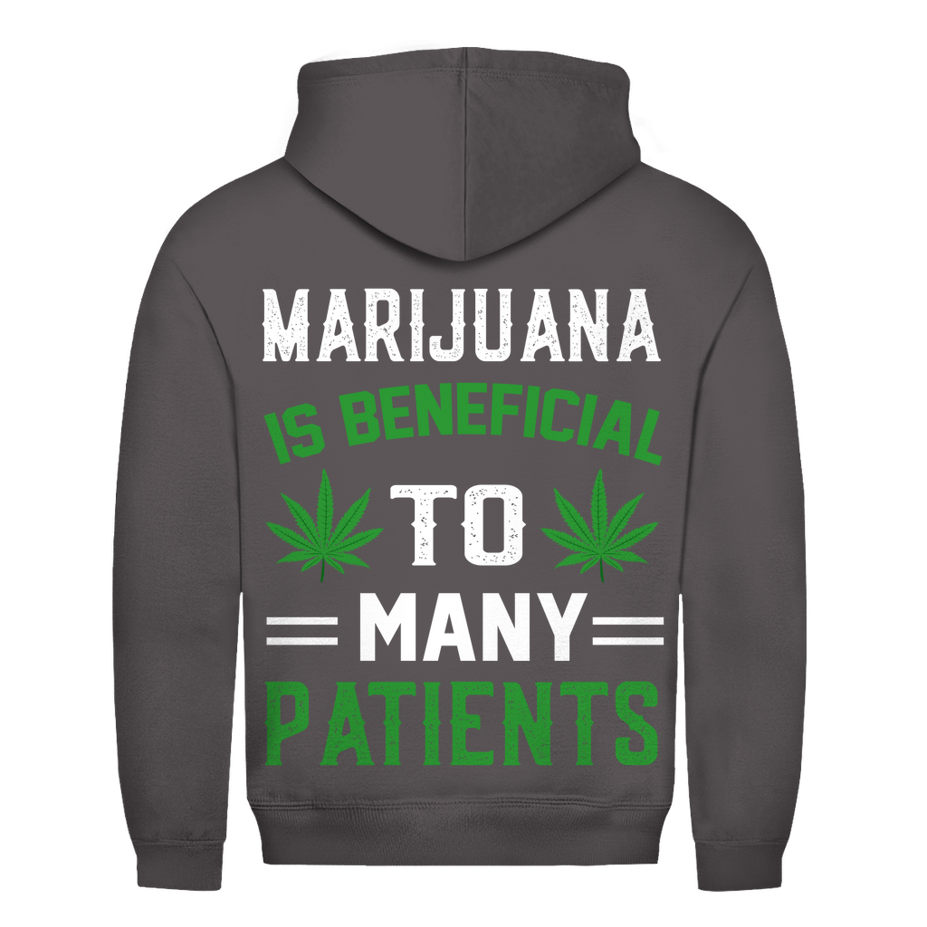 Herren Hoodie mit Marijuana Design auf dem Rücken in Dunkelgrau