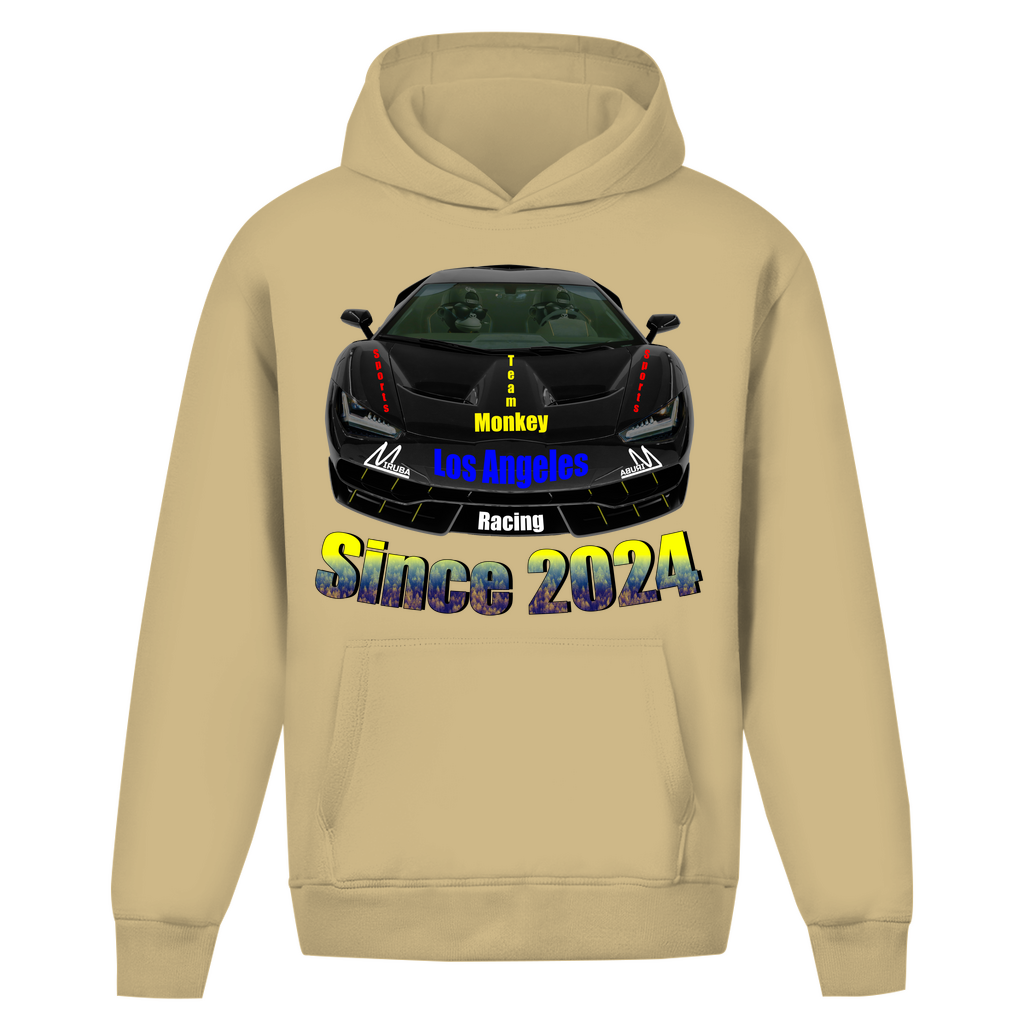 Oversize Hoodie ohne Kordel in Sandfarbe mit Lamborghini Design auf der Brust