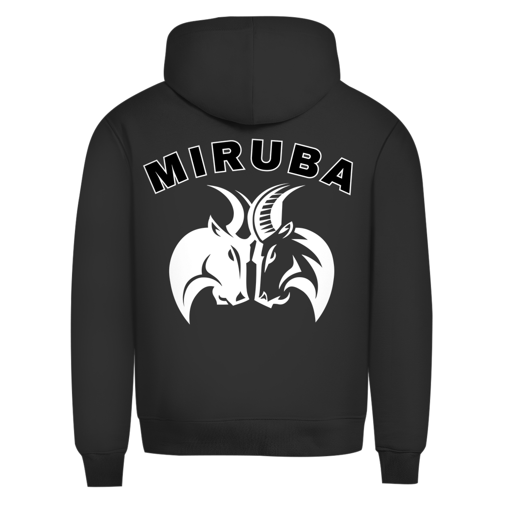 Herren Premium Bio Hoodie in Schwarz mit MIRUBA Logo auf dem Rücken