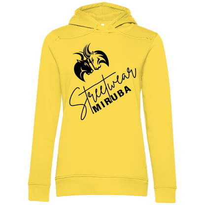 Damen Premium Bio Hoodie mit Streetwear Design und MIRUBA Logo in Gelb